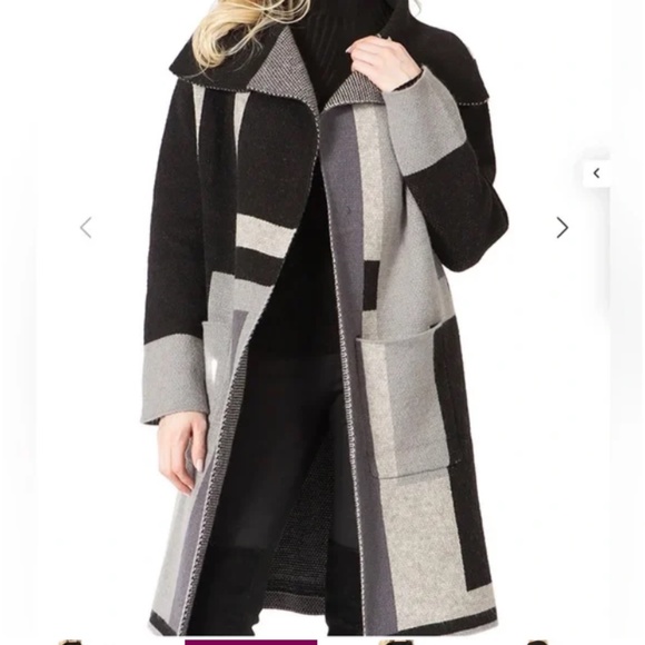 Vertigo Black & Grey Abstract Sweater Coat, size L, new condition - Picture 2 of 4